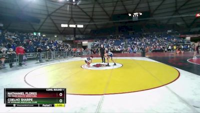 126 lbs Cons. Round 1 - Nathaniel Flores, Tri-Town Bullyz Wrestling vs Coelho Sharpe, Mt Spokane Wrestling Club