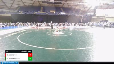 92 lbs Champ. Round 1 - Elijah Governor, South West Washington Wrestling Club vs Kaison Aparis, Federal Way Spartans Wrestling