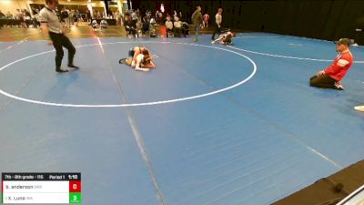 7th - 8th grade - 115 Quarters - Xavier Luna, Ironhawk Wrestling Academy vs Braden Anderson, Siouxland Wrestling Academy