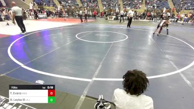 70 lbs Consi Of 8 #2 - Tyrael Evans, Knights Youth Wrestling vs Ross Leyba Lll, La Junta Wolfpack