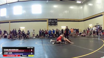 165 lbs Quarterfinal - Evan Roudebush, Bloomington South Wrestling Club vs Cody Cox, Warrior Regional Training Center