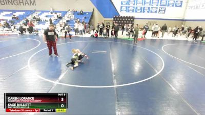 43-46 lbs Round 1 - Oaken Lorance, Sanderson Wrestling Academy vs Sage Balliett, Roy Wrestling Club