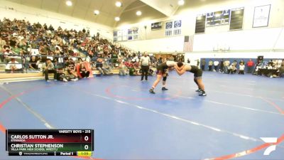 215 lbs Champ. Round 2 - Christian Stephenson, Villa Park High School Wrestli vs Carlos Sutton Jr., Etiwanda