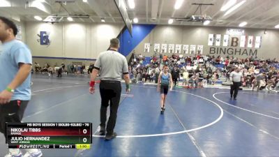 76 lbs Champ. Round 3 - Julio Hernandez, West Jordan vs Nikolai Tibbs, Ravage