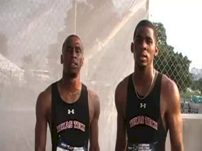Bryce Brown and Jamele Mason Texas Tech after qualifying for 400 hurdles 2010 NCAA West Preliminary