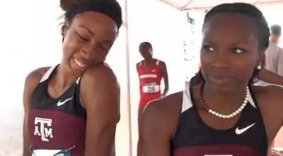 Gabby Mayo and Dominique Duncan A&M after qualifying for 100 2010 NCAA West Preliminary