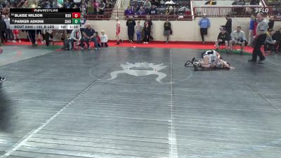 100_B lbs Quarterfinal - Blaise Wilson, Bishop McCort vs Parker Adkins, Saegertown