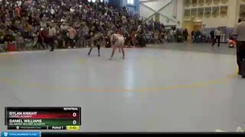132 lbs Semifinal - Daniel WIlliams, Delaware Military Academy vs Dylan Knight, Caravel Academy