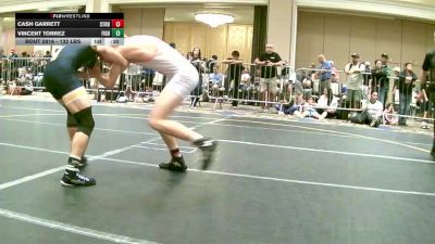 132 lbs Consi Of 32 #2 - Cash Garrett, Stout Wr Ac vs Vincent Torrez, Fighting Squirrels WC