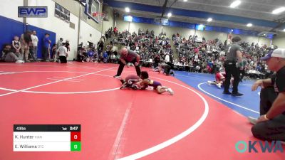 43 lbs Semifinal - Kainen Hunter, Vian Wrestling Club vs Emerson Williams, Owasso Takedown Club