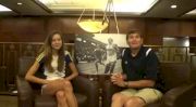 Maddie Meyers talks with Jim Ryun before 2010 Dream Mile