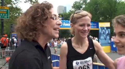 Alana Hadley (13 years old) and Mary Wittenberg after the 2010 NYRR Mini