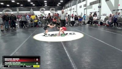 55 lbs Semis & 1st Wrestleback (8 Team) - Brooks Riesen, Indiana Outlaws vs Maddie Bauman, West Shore Wrestling Club