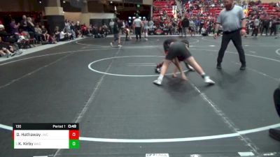 130 lbs Quarterfinal - Kash Kirby, Blackwell Wrestling Club vs David Hathaway, Jayhawk Wrestling Club