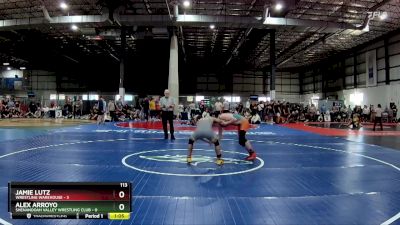 113 lbs Quarterfinals (8 Team) - Jamie Lutz, WRESTLING WAREHOUSE vs Alex Arroyo, SHENANDOAH VALLEY WRESTLING CLUB