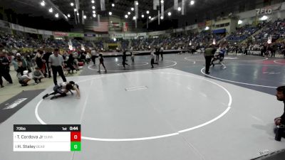 70 lbs Quarterfinal - Tony Cordova Jr, Duran Elite vs Hudson Staley, Bear Cave