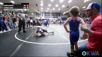46 lbs Round Of 16 - Koen Goodin, Cowboy Wrestling Club vs Steele Cook, Harrah Little League Wrestling