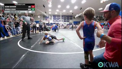 46 lbs Round Of 16 - Koen Goodin, Cowboy Wrestling Club vs Steele Cook, Harrah Little League Wrestling