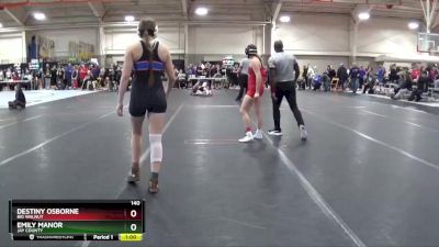 140 lbs Cons. Round 5 - Destiny Osborne, Big Walnut vs Emily Manor, Jay County