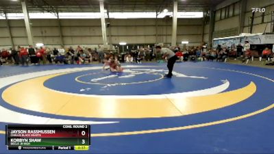 90 lbs Cons. Round 2 - Jayson Rassmussen, Challis Black Hearts vs Korbyn Shaw, Declo Jr High