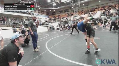 70-73 lbs Rr Rnd 3 - Braydon West, Midwest City Bombers Youth Wrestling Club vs Tye Thompson, D3 Wrestling Cluib
