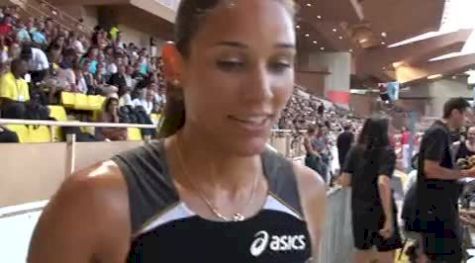 Lolo Jones after victory in 100H at 2010 Monaco Diamond League