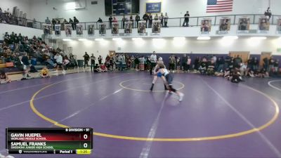 91 lbs Semifinal - Samuel Franks, Shoshoni Junior High School vs Gavin Huepel, Worland Middle School