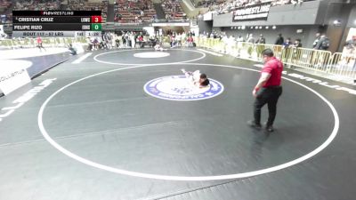 57 lbs Champ. Rd Of 16 - Cristian Cruz, Live Oak Wrestling Club SC vs Felipe Rizo, East Bakersfield High School Wrestling