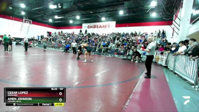 157 lbs 5th Place Match - Cesar Lopez, Highland vs Amen Johnson, Laguna Hills