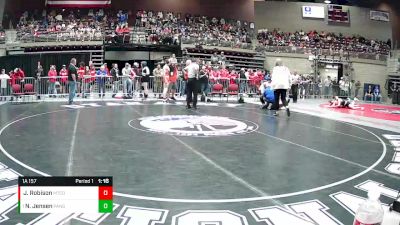 1A 157 lbs Semifinal - Nash Jensen, Panguitch vs Javlin Robison, Monticello