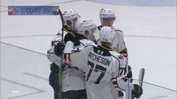 Cole Beaudoin Redirects Kashawn Aitcheson's Feed For Barrie Goal