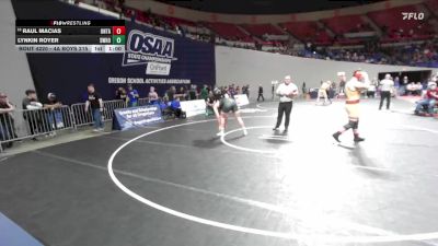 4A Boys 215 lbs Cons. Round 1 - Raul Macias, Ontario Boys vs Lynkin Royer, Sweet Home Boys