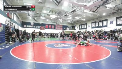 146 lbs Cons. Round 2 - Tyler Franco, La Verne vs Hunter Mccuistion, Rim Of The World High School