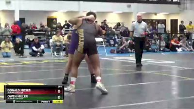 285 lbs 3rd Place Match - Donald Moses, Adrian College vs Owen Miller, Albion College