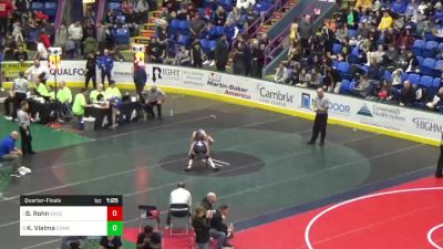 124 lbs Quarterfinal - Braden Rohn, Saucon Valley vs Kai Vielma, Connellsville