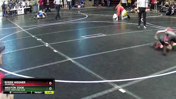 90 lbs Cons. Round 5 - Ryker Wegner, Arlington vs Weston Zook, Cozad ...