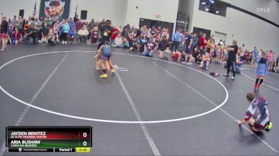 70 lbs Semifinal - Aria Bushaw, Carolina Reapers vs Jayden Benitez, Kc Elite Training Center