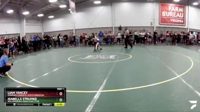 70 lbs Cons. Round 2 - Isabella Strumke, Williamsburg Wrestling Club vs Liam Yancey, Hanover Hawkeye Youth Wrestlin