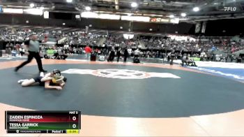 107 lbs Cons. Round 4 - Zaiden Espinoza, Mountain Home vs Tessa Garrick, Baker/Powder