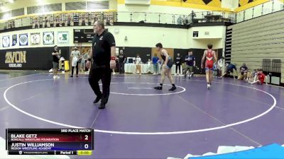 126 lbs 3rd Place Match - Blake Getz, Roncalli Wrestling Foundation vs Justin Williamson, Region Wrestling Academy