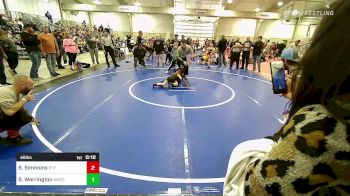 46 lbs Consi Of 4 - Benaiah Simmons, Tulsa Blue T Panthers vs Beckham Warrington, Wagoner Takedown Club