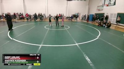 90 lbs Semifinal - Kaidynce Alexander, Moorcroft Mat Masters Wrestling Club vs Avery LeBlanc, Powell Wrestling Club