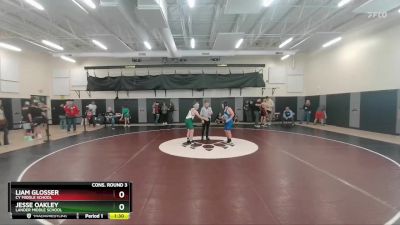 110 lbs Cons. Round 3 - Liam Glosser, CY Middle School vs Jesse Oakley, Lander Middle School