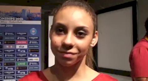 Mattie Larson of USA after competing All Around in Worlds Team Prelims