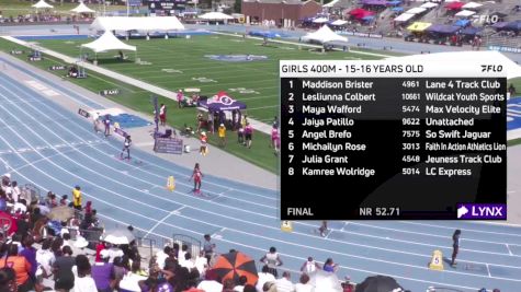 Youth Girls' 400m Championship, Finals 1 - Age 15-16