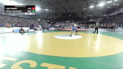 Boys 1A 285 lbs Champ. Round 2 - Jake Turner, Zillah vs Brody Schlesser, Elma
