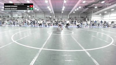 90 lbs Rr Rnd 2 - Parker Stanisz, Indiana Outlaws Red vs Raeion Shirley, Ragin Raisins Catawba ES