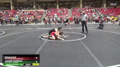 90 lbs Cons. Round 2 - Tegan Buck, Wellington Youth Wrestling vs Carmen Davidson, Linn County Twisters