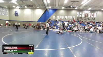 88 lbs Cons. Round 4 - Kreedyn Evans, Cougars Wrestling Club vs Archer Brown, Pleasant Grove