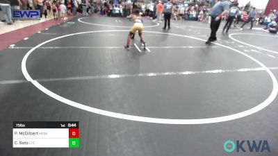 75 lbs 3rd Place - Paxtyn McGilbert, Midwest City Bombers Youth Wrestling Club vs Chris Soto, Chandler Takedown Club